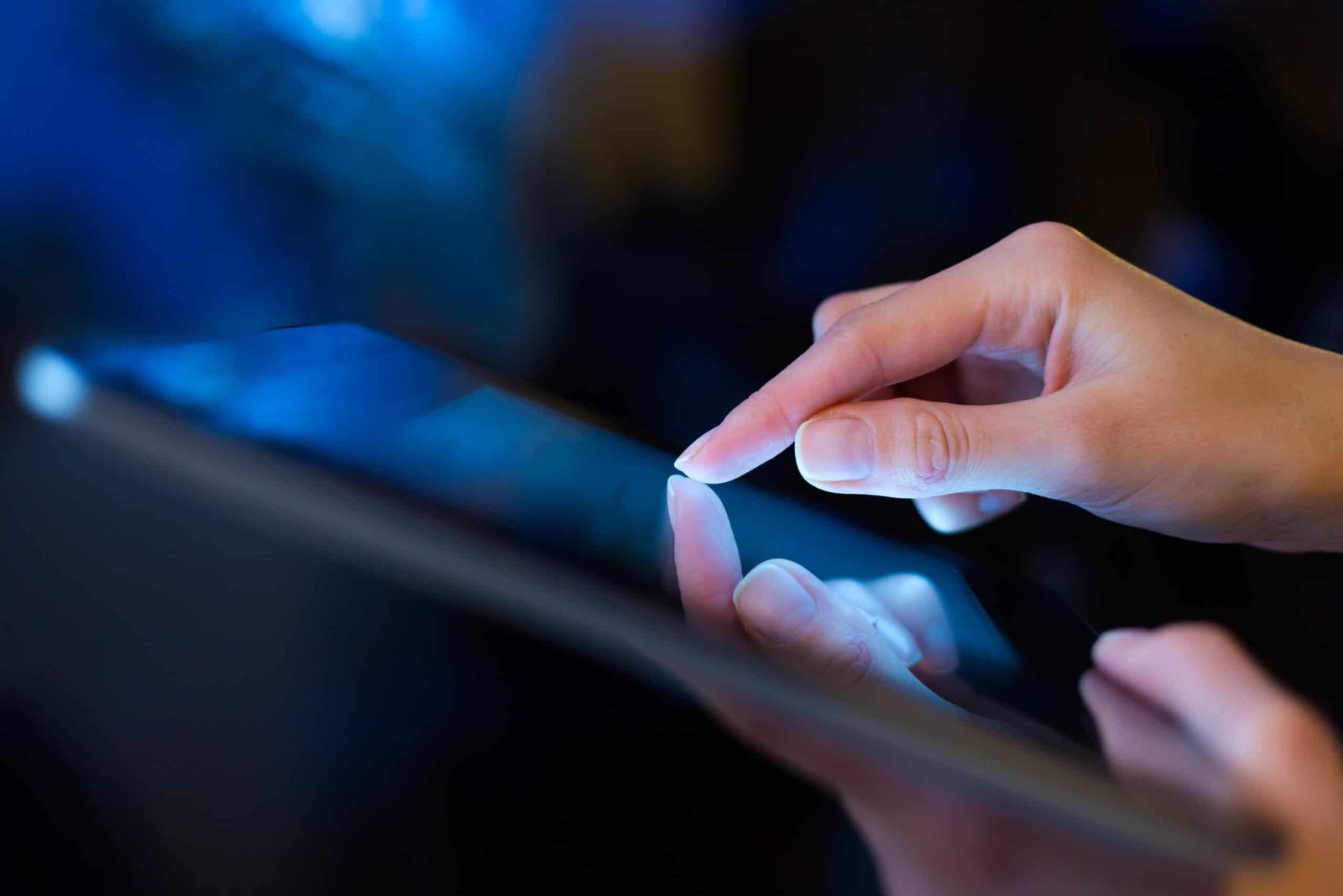 Technology,Hand,Presses,On,Screen,Digital,Tablet